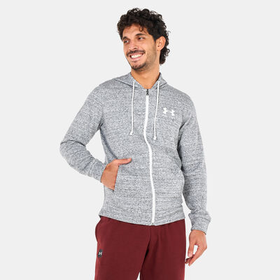 اندر ارمر هودي UA رايفال تيري LC بسحاب كامل للرجال أبيض