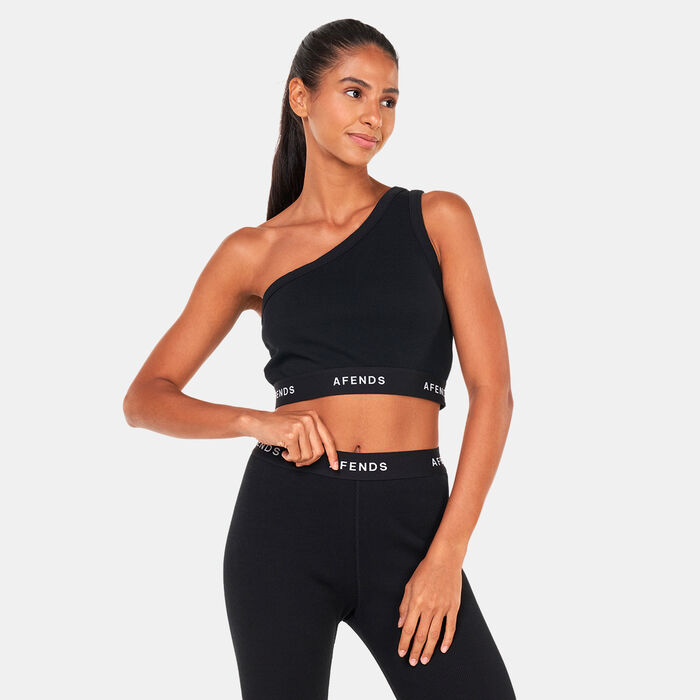 افيندس تيشيرت بالا ريسيكلد ريبد ون شولدر للنساء أسود image number 0