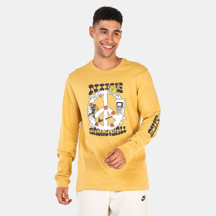 نايكي تيشيرت جرافيك بأكمام طويلة للرجال بيج image number 0