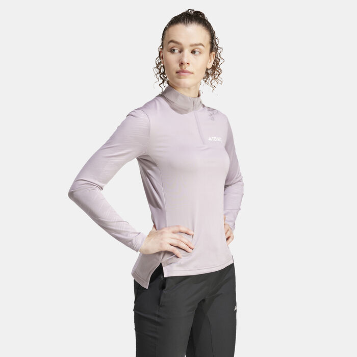 اديداس تيشيرت هايكينج تيريكس مالتي بنصف سحاب للنساء أصفر image number 2