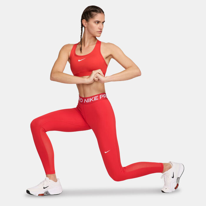 نايكي بنطال برو ميد-رايز مش -بانيلد للنساء أحمر image number 2