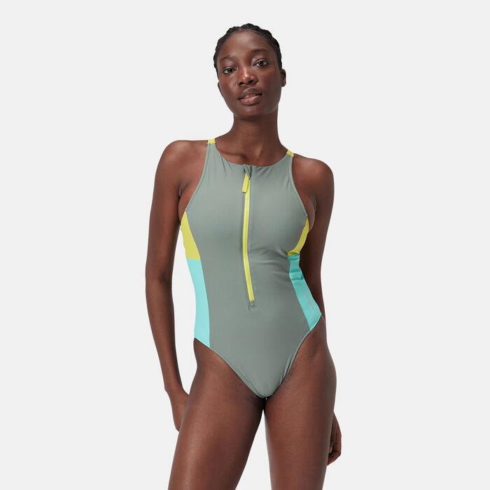 سبيدو بدلة السباحة كلربلوك بسحاب للنساء - قطعة واحدة أخضر image number 0