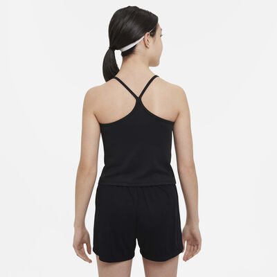 نايكي دراي-فِت اندي تيشيرت رياضي بلا أكمام للأطفال الكبار (للبنات) أسود