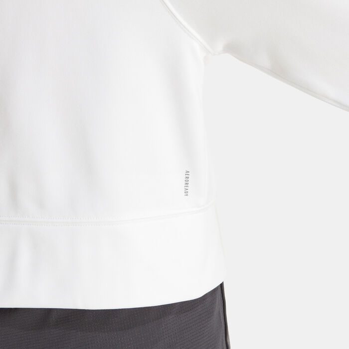 اديداس هودي التمرين جيم اند جو فليس بسحاب كامل للنساء أبيض image number 4