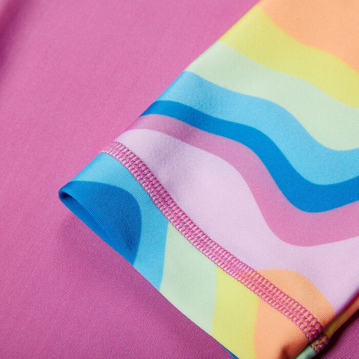 سبيدو تيشيرت السباحة راشجارد برينتد صن للاطفال وردي image number 3