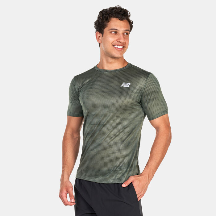 نيو بالانس تيشيرت برينتد امباكت رن للرجال أخضر image number 0