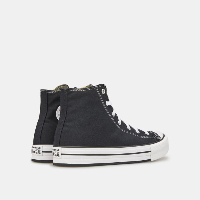 كونفرس حذاء اول ستار لفت هاي بلاتفورم للاطفال (أولاد وبنات) أسود image number 2