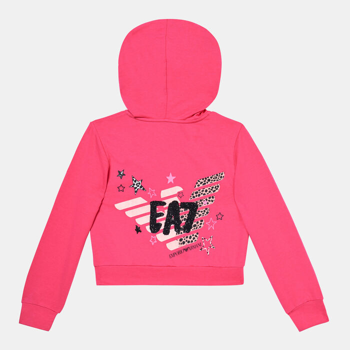 اي ايه 7 امبوريو ارماني هودي جرافيك بسحاب كامل للاطفال الكبار وردي image number 1