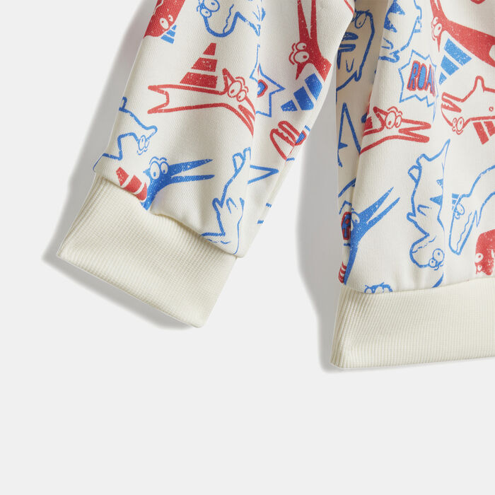 اديداس طقم من سويت شيرت وبنطال رياضي سيزونال إسينشالز اديرابتور للأطفال أبيض image number 4