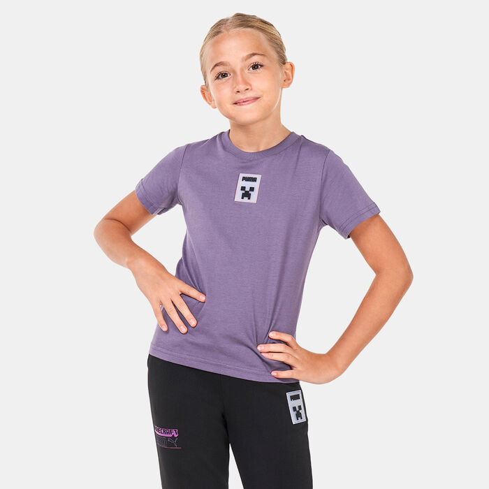 بوما تيشيرت x ماين-كرافت جرافيك للاطفال بنفسجي image number 0