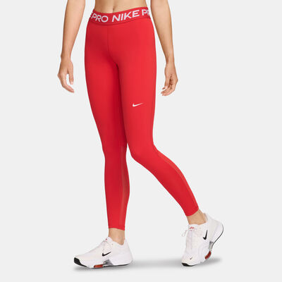 نايكي بنطال برو ميد-رايز مش -بانيلد للنساء أحمر