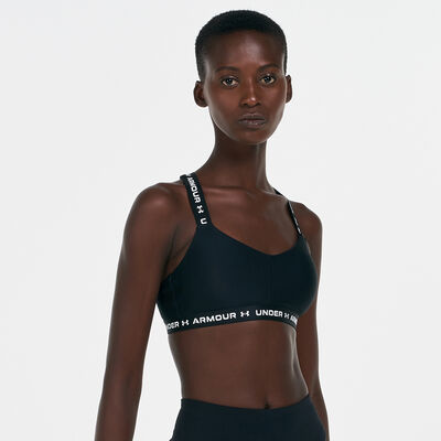 اندر ارمر صدرية رياضية كروس-باك للنساء أسود