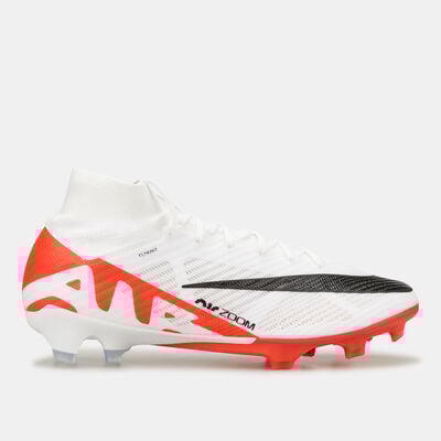 نايكي حذاء كرة القدم زوم ميركوريال سوبرفلاي 9 ايليت لملاعب العشب الطبيعي للرجال أبيض