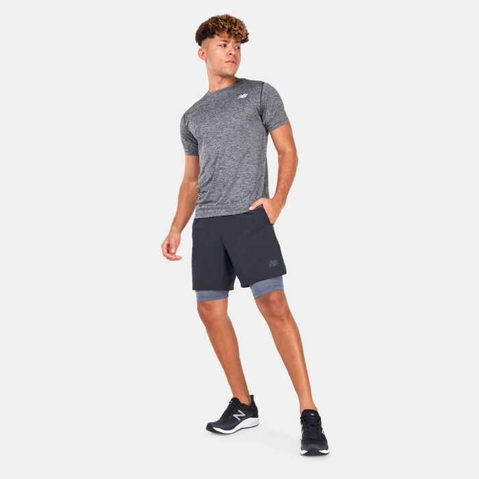 نيو بالانس شورت R.W.تك 7-إنش 2-في-1 للرجال أسود image number 2