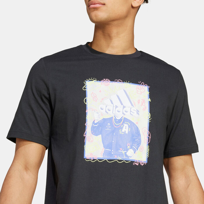 اديداس تيشيرت دودل جرافيك للرجال أسود image number 3