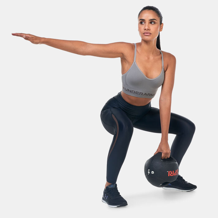 اندر ارمر صدرية رياضية UA سيملس بدعم منخفض للنساء رمادي image number 2