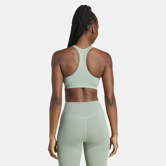 اديداس صدرية تدريب رياضية باور امباكت ريب بدعم متوسط للنساء أخضر image number 1