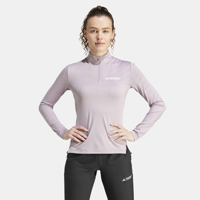 اديداس تيشيرت هايكينج تيريكس مالتي بنصف سحاب للنساء أصفر image number 0