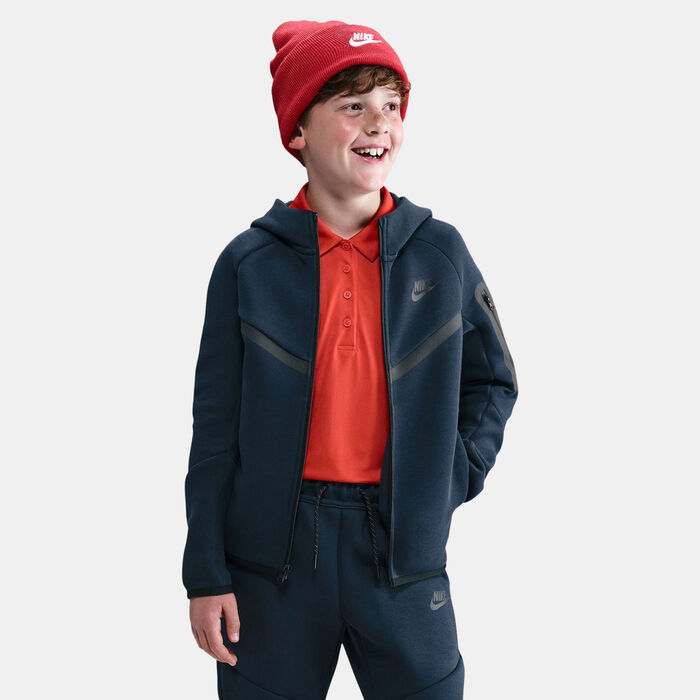 نايكي هودي سبورتسوير تيك فليس بسحاب كامل للأطفال أزرق image number 0