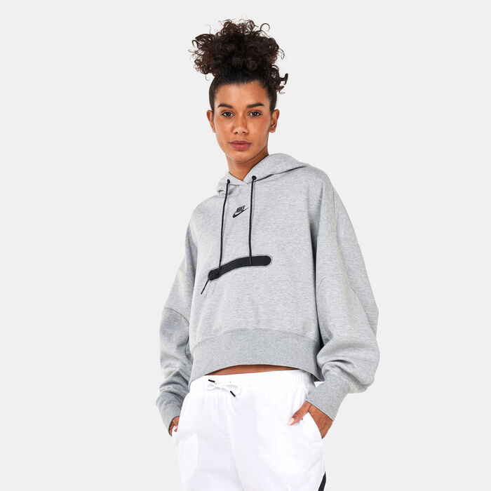 نايكي هودي اوفر-اوفرسايزد كروب للنساء رمادي image number 0