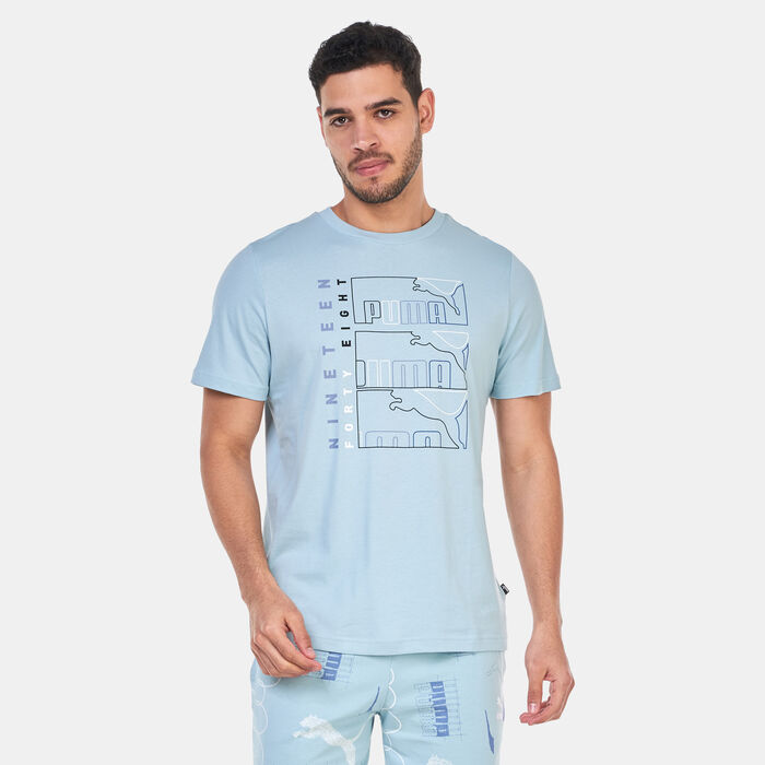 بوما تيشيرت جرافيكس تريبل لوجو للرجال أزرق image number 0