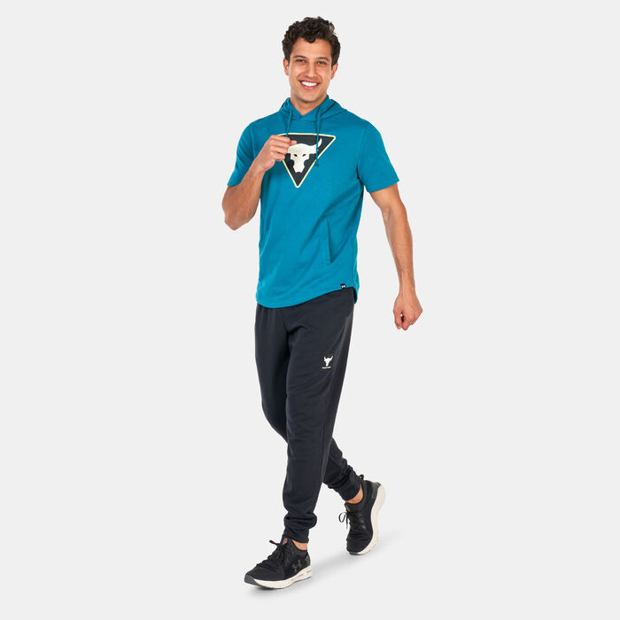 اندر ارمر هودي بروجكت روك تيري بأكمام قصيرة للرجال أخضر image number 2