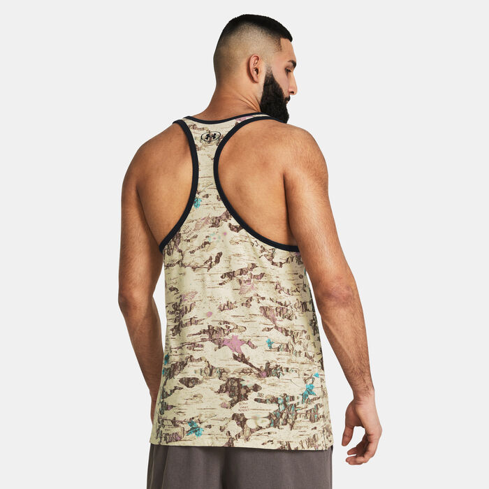 اندر ارمر تيشيرت التمرين بروجكت روك جرافيك تانك للرجال أبيض image number 1