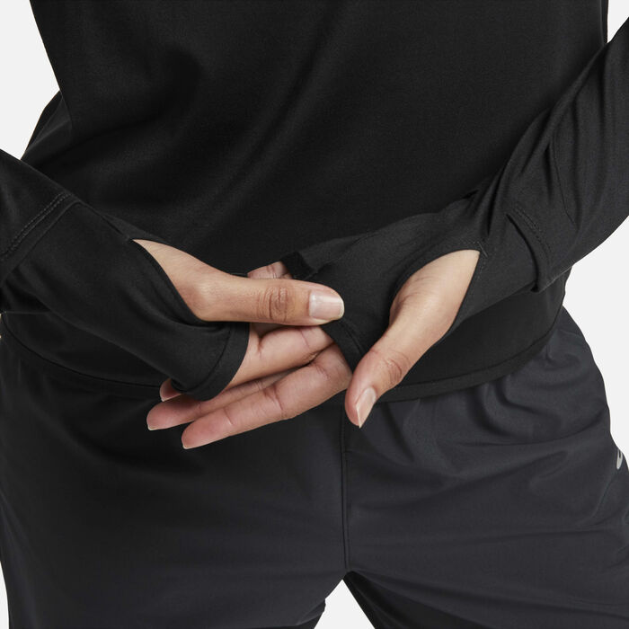 نايكي دراي-فت سويفت UV تيشيرت الجري بربع سحاب للنساء أسود image number 4