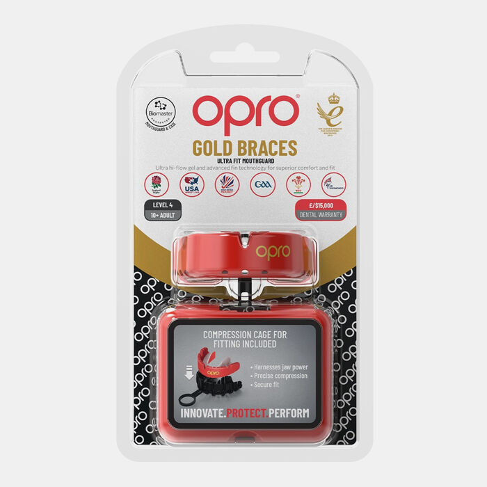 OPRO واقي الفم سيلف-فت جولد-ليفل برايسس MMA أحمر image number 1