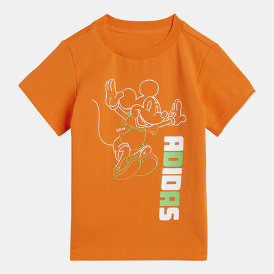 اديداس طقم تيشيرت وشورت ديزني ميكي ماوس للأطفال برتقالي