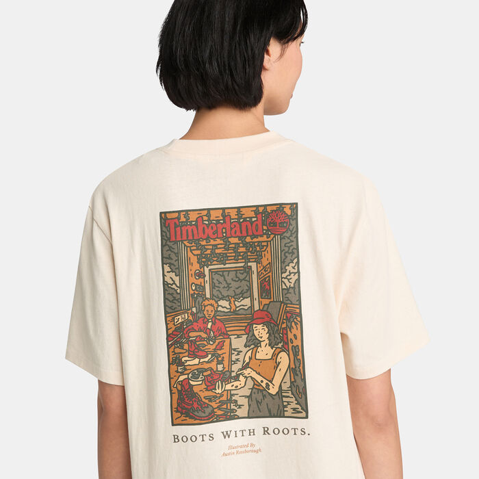 تمبرلاند تيشيرت ووشد بووت لاب جرافيك للرجال أبيض image number 3