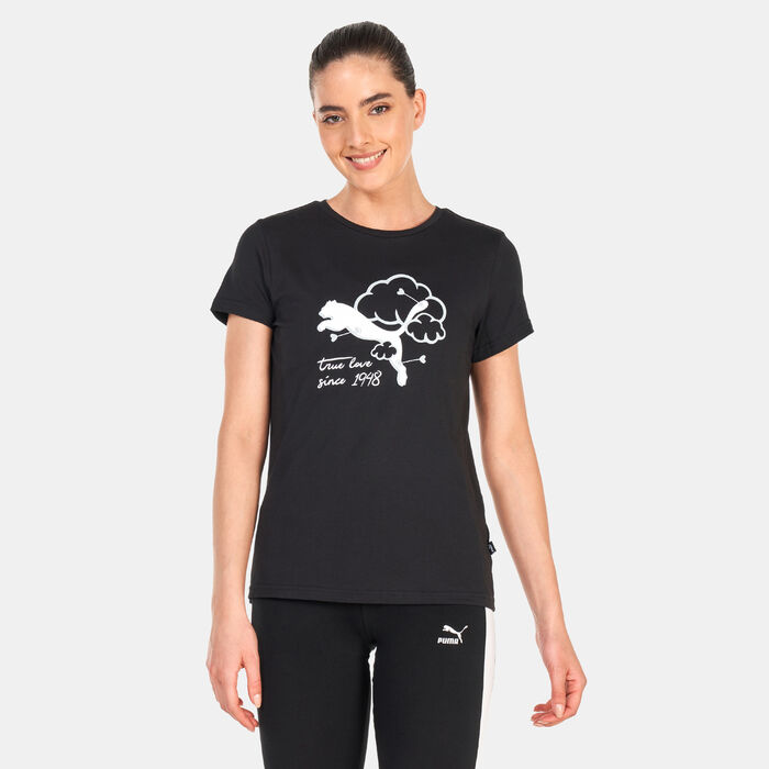 بوما تيشيرت جرافيكس فالنتاين للنساء أسود image number 0