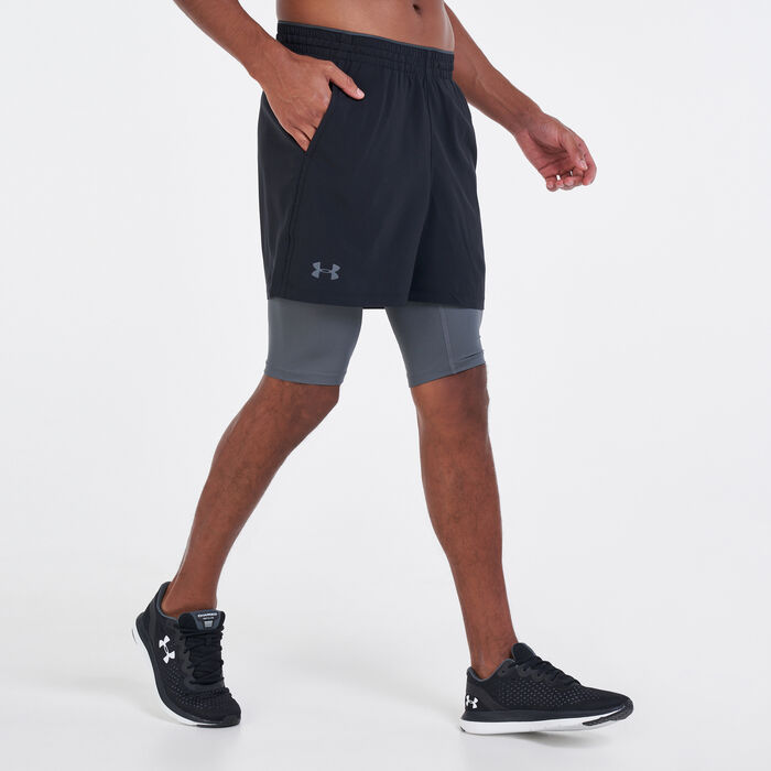 اندر ارمر شورت كواليفاير 2-في-1 للرجال أسود image number 0