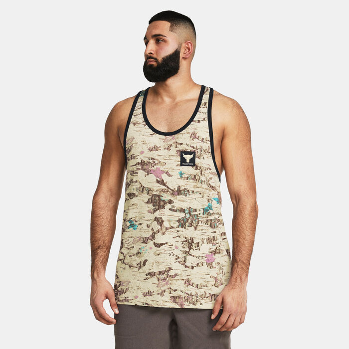 اندر ارمر تيشيرت التمرين بروجكت روك جرافيك تانك للرجال أبيض image number 0