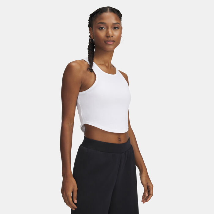 اندر ارمر تي شيرت ريفال ريب بدون أكمام للنساء أبيض image number 0