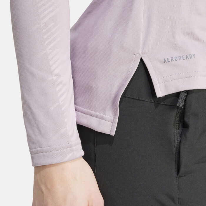 اديداس تيشيرت هايكينج تيريكس مالتي بنصف سحاب للنساء أصفر image number 4