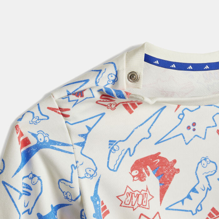 اديداس طقم من سويت شيرت وبنطال رياضي سيزونال إسينشالز اديرابتور للأطفال أبيض image number 1