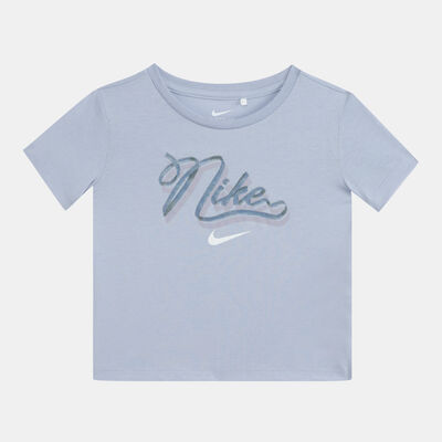 نايكي طقم تيشيرت وشورت إسينشالز أول أوفر برنت تيمبو للأطفال أزرق