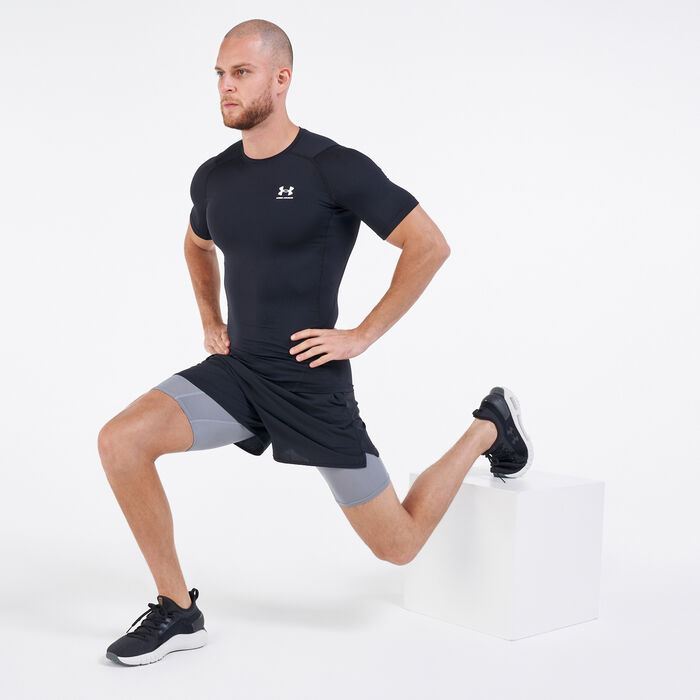 اندر ارمر تيشيرت هيت جير أرمر للرجال أسود image number 2