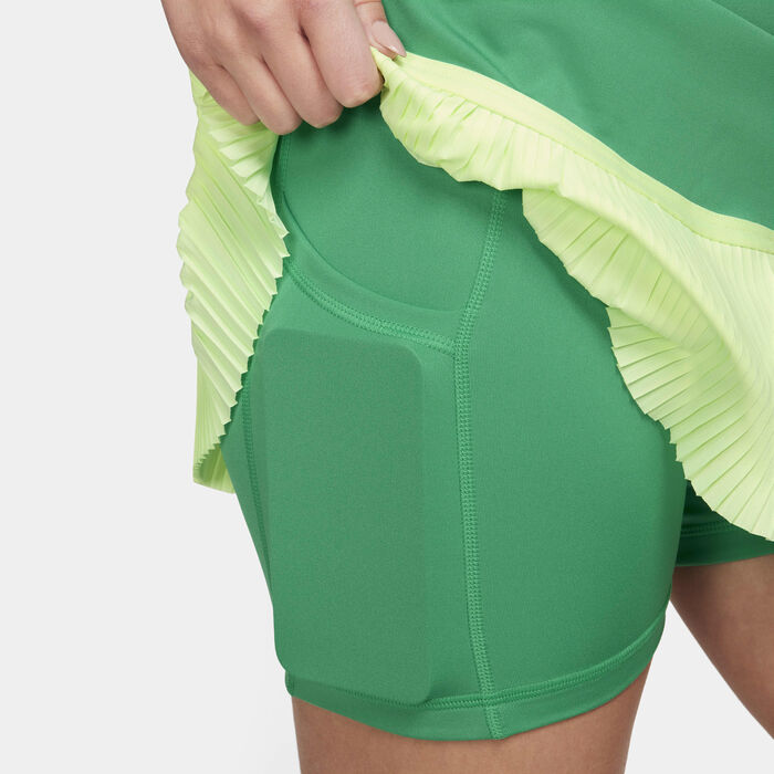 نايكي تنورة التنس دراي فت ادفانتج للنساء أخضر image number 4