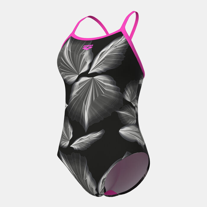 ارينا بدلة سباحة برينتد من قطعة واحدة للنساء أسود image number 2