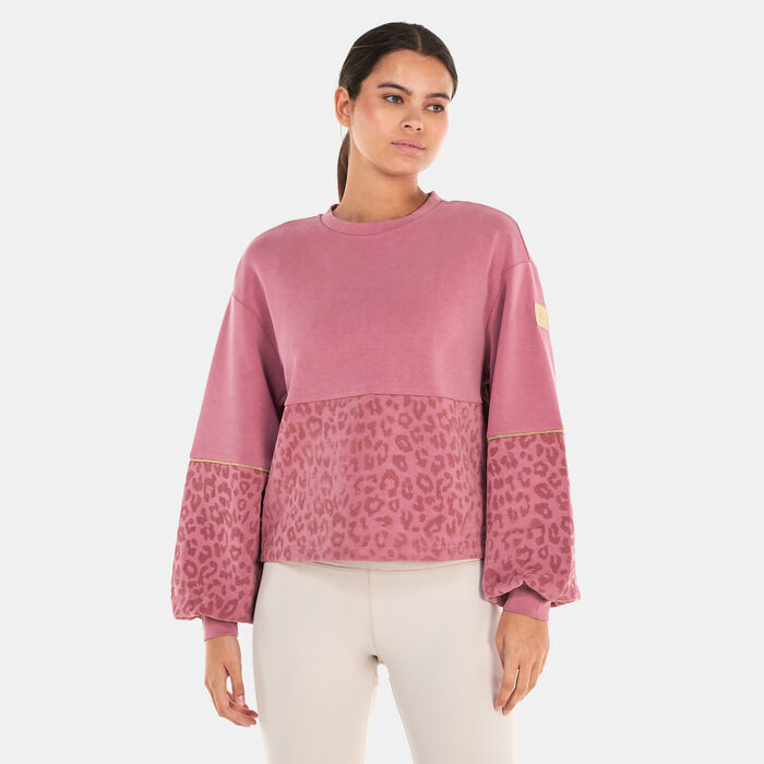 اي ايه 7 امبوريو ارماني سويت شيرت ترين سيريز جرافيك للنساء وردي image number 0