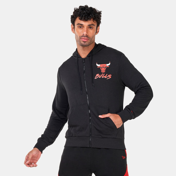 نيو ايرا هودي ان بي ايه شيكاغو بولز سكريبت بسحاب كامل للرجال أسود image number 0
