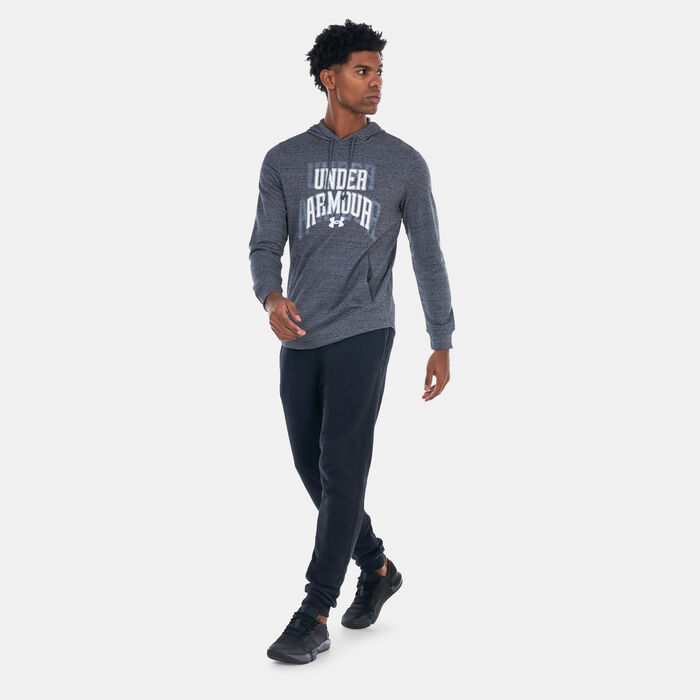 اندر ارمر هودي UA رايفال تيري جرافيك للرجال رمادي image number 2