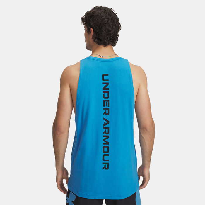 اندر ارمر تيشيرت بيزلاين كوتون تانك للرجال أزرق image number 1