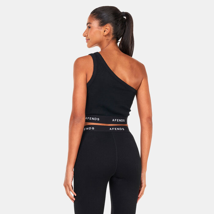 افيندس تيشيرت بالا ريسيكلد ريبد ون شولدر للنساء أسود image number 1