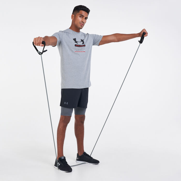 اندر ارمر شورت كواليفاير 2-في-1 للرجال أسود image number 2