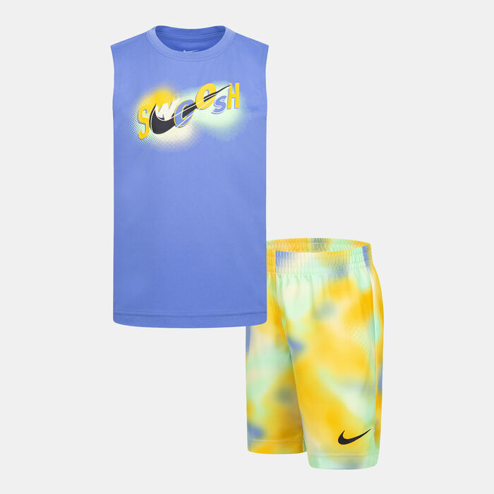 نايكي طقم شورت وتيشيرت بلا أكمام هيزي ريز للاطفال بيج image number 0