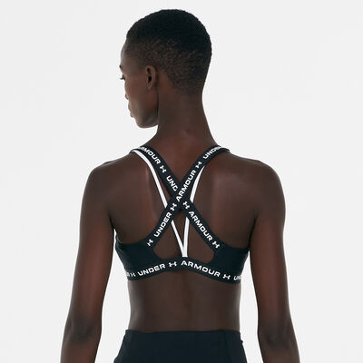 اندر ارمر صدرية رياضية كروس-باك للنساء أسود