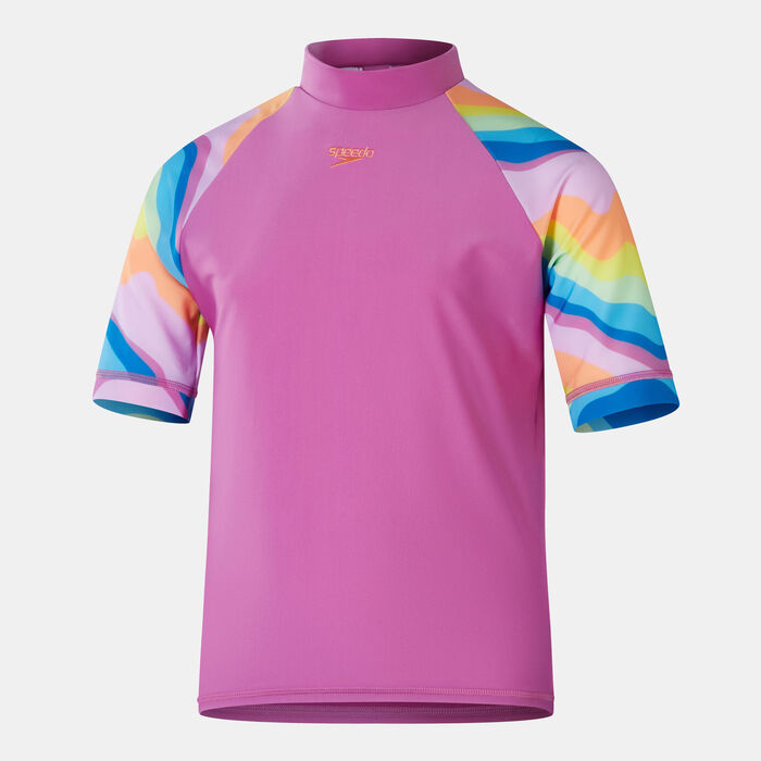 سبيدو تيشيرت السباحة راشجارد برينتد صن للاطفال وردي image number 0